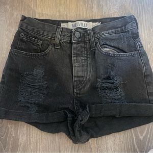 Distressed brandy Melville black jean cuffed shorts